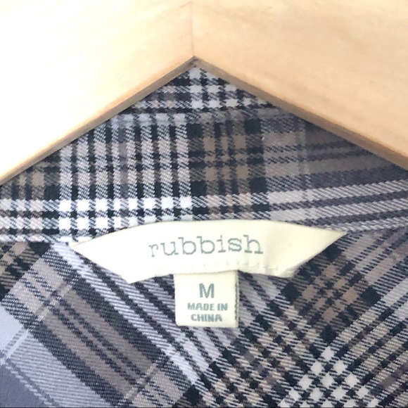 💙3/$25 RUBBISH Cute Fitted Stretch Flannel Button Down Ruffle Detail Shirt - Picture 7 of 8